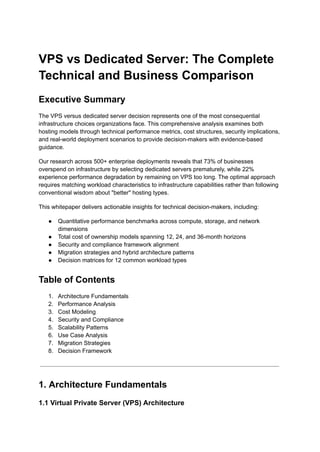 Vps Aanalysis VPS vs Dedicated Server: Comprehensive Technical and Business Analysis ...