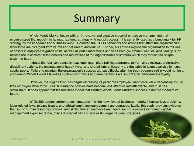 Whole Foods Human Resources Strategy Whole Foods Human Resources Strategy