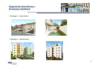 Segmento Econômico :
Produtos Goldfarb


Tipologia 1 – Casa térrea :




Tipologia 2 – Apartamento :




                              15
 