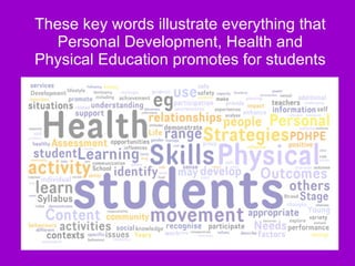 These key words illustrate everything that Personal Development, Health and Physical Education promotes for students  