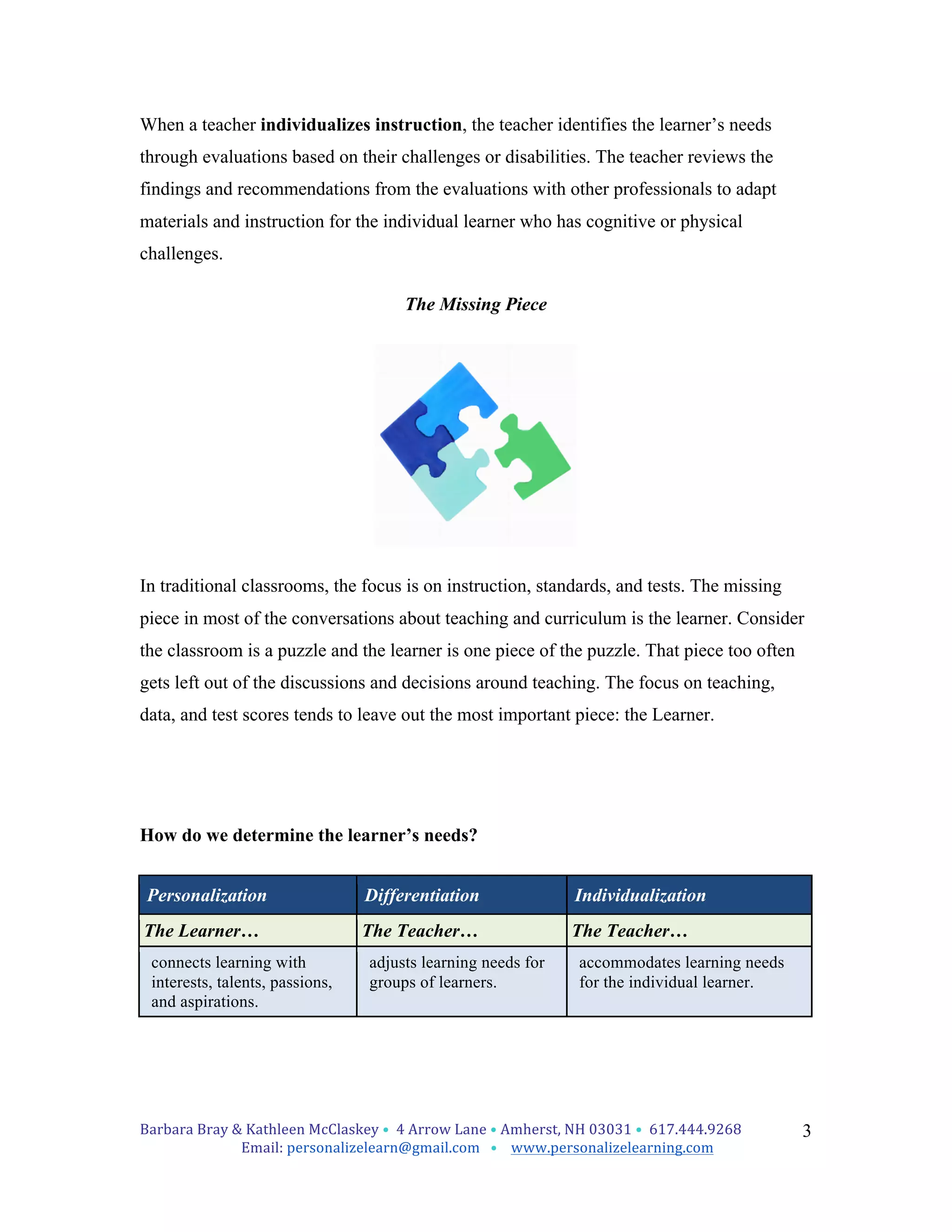 Personalization vs. Differentiation vs. Individualization Report-v3 | PDF