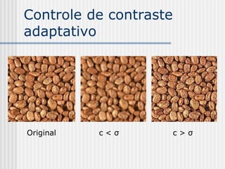 Controle de contraste
adaptativo




Original   c<σ          c>σ
 
