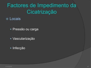 Risco de Infecção no DiabéticoComum e mais severa do que no paciente não diabéticoMaior risco de osteomieliteMuito frequenteMaior responsável pelo internamento hospitalar destes doentesFactores predisponentes: diminuição da resposta imunológica, neuropatia e doença arterial periféricaDisseminação pelas fascia, infecções  e abcessos profundos30-03-201046