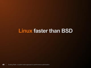 Linux faster than BSD




49   Scaling Rails: a system-wide approach to performance optimization
 