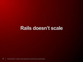 Rails doesn’t scale




7   Scaling Rails: a system-wide approach to performance optimization
 