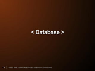 < Database >




75   Scaling Rails: a system-wide approach to performance optimization
 