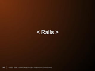 < Rails >




85   Scaling Rails: a system-wide approach to performance optimization
 