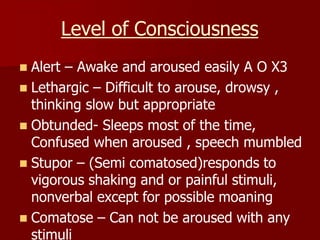 Obtunded Example PD Lecture 2 - General Survey-Vitals physical diagnosis | PDF