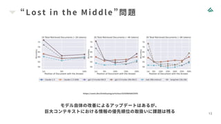 “Lost i n the Mi ddl e”問題
13
https://zenn.dev/kimkiyong/articles/c0250864d53595
モデル自体の改善によるアップデートはあるが、
巨大コンテキストにおける情報の優先順位の取扱いに課題は残る
 