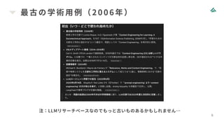 最古の学術用例（2006年）
6
注：LLMリサーチベースなのでもっと古いものあるかもしれません…
 