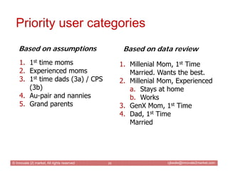 Priority user categories
    Based on assumptions                           Based on data review
    1. 1st time moms     ...