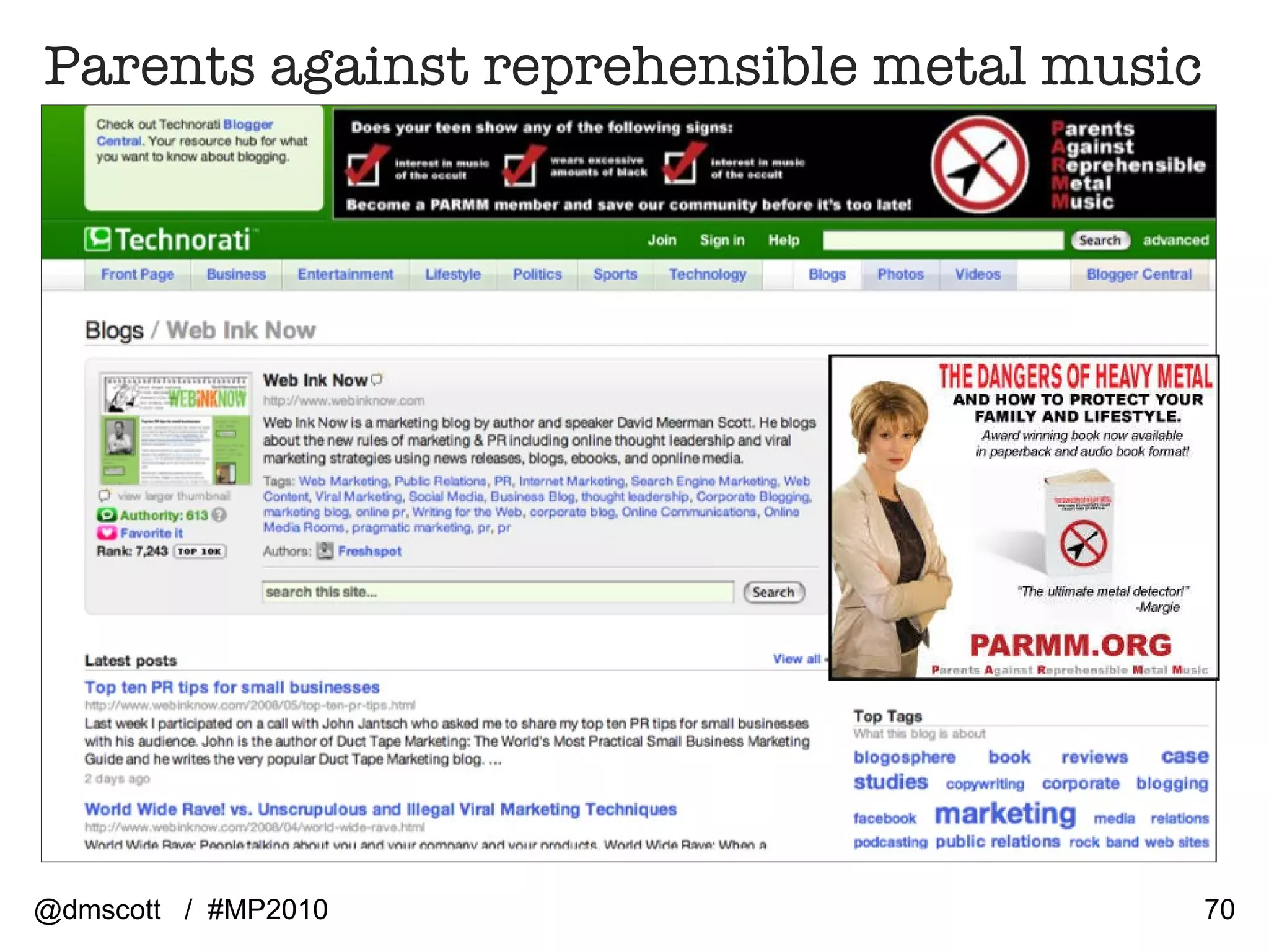 Parents against reprehensible metal music @dmscott  /  #MP2010 