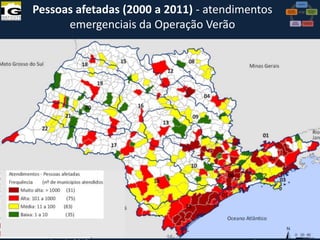 Pessoas afetadas (2000 a 2011) - atendimentos
emergenciais da Operação Verão

VI Reunião do CONGEPDEC - 18 de

Maria José Brollo - Instituto

 
