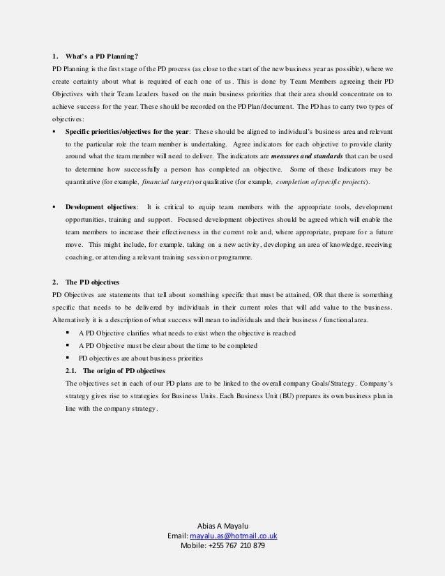 Pd objectives pre course reading