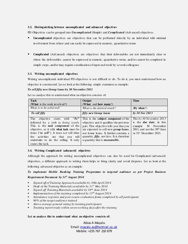 Pd objectives pre course reading