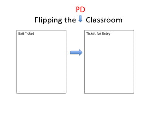 PD
              Flipping the Classroom
Exit Ticket               Ticket for Entry
 