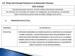 4.6  Visión del Consejo Pastoral en la Dimensión Humana