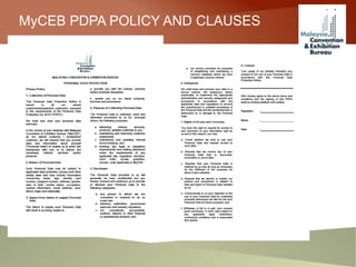 MyCEB PDPA POLICY AND CLAUSES
 