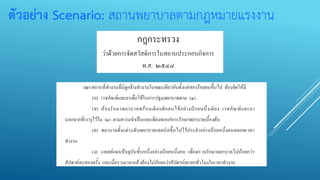 ตัวอย่าง Scenario: สถานพยาบาลตามกฎหมายแรงงาน
 