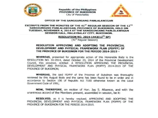 Bukidnon Provincial Development and Physical Framework Plan | PPTX