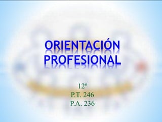 ORIENTACIÓN
PROFESIONAL
12º
P.T. 246
P.A. 236
 