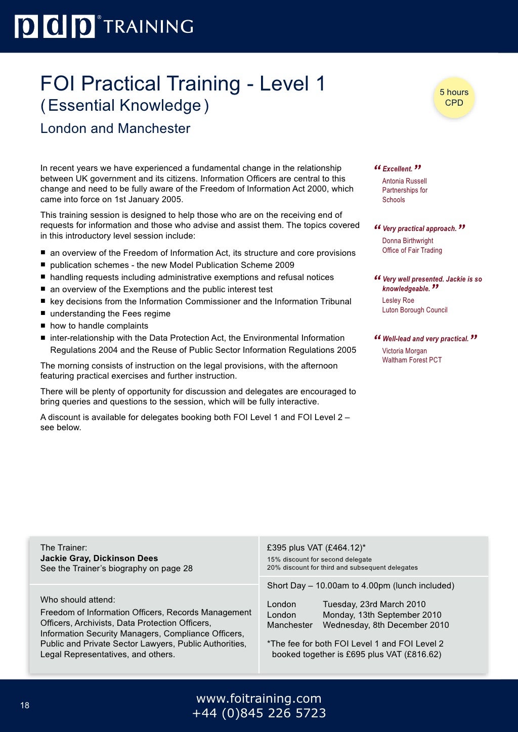 PDP Training Courses Catalogue