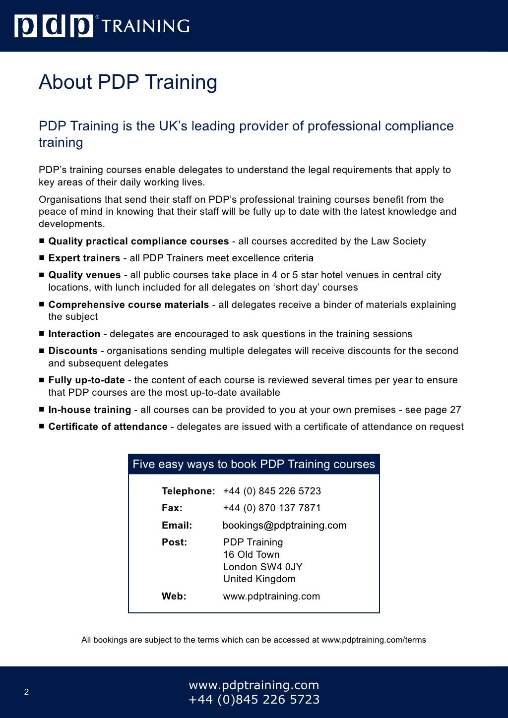 PDP Training Courses Catalogue