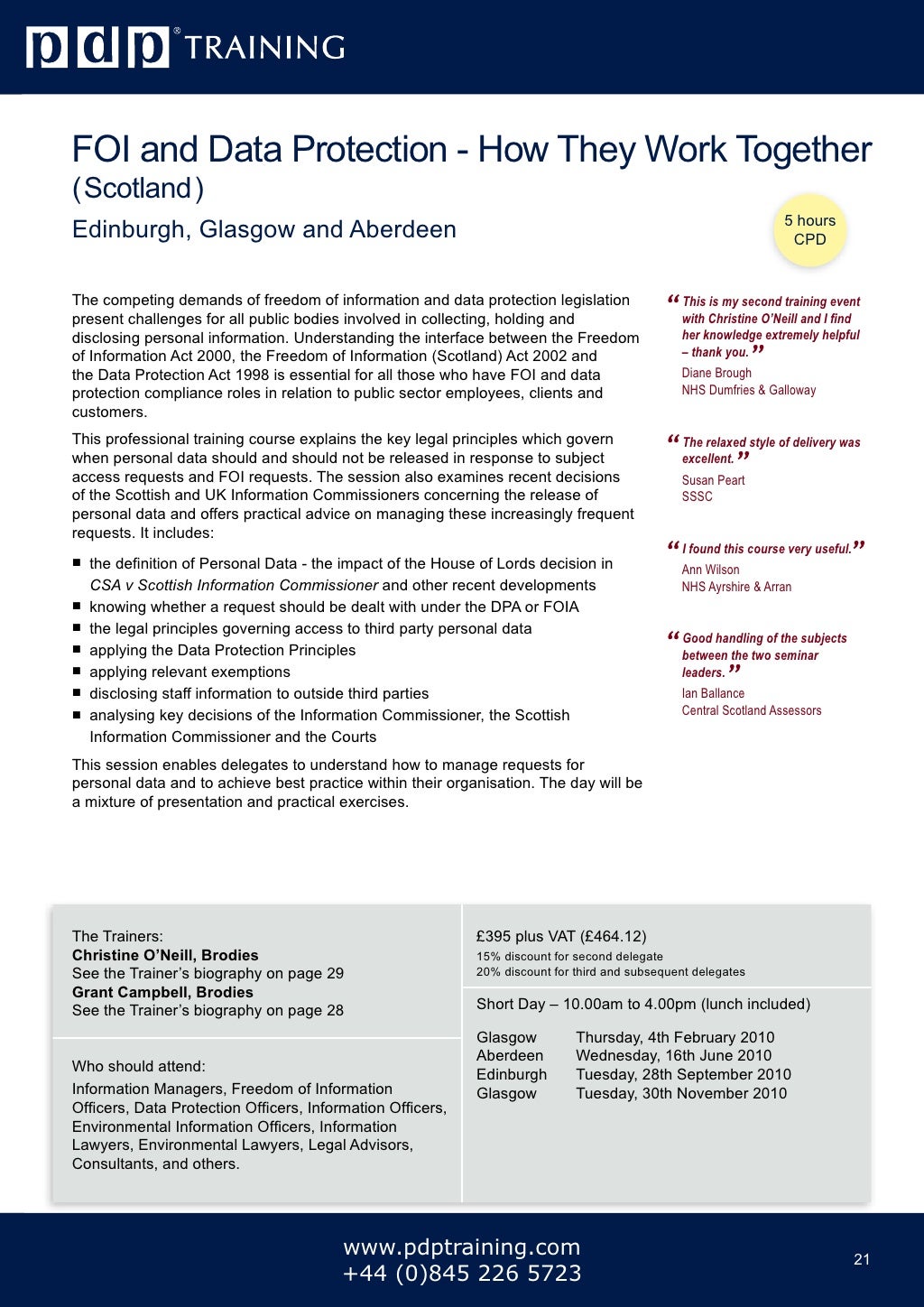 PDP Training Courses Catalogue