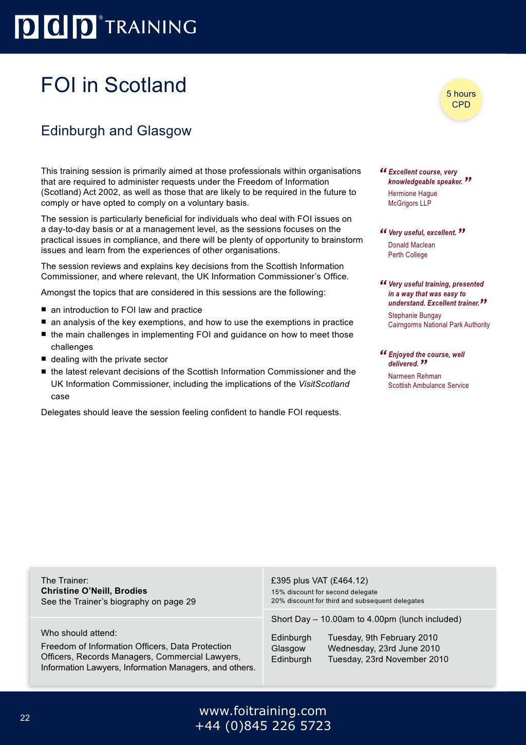 PDP Training Courses Catalogue