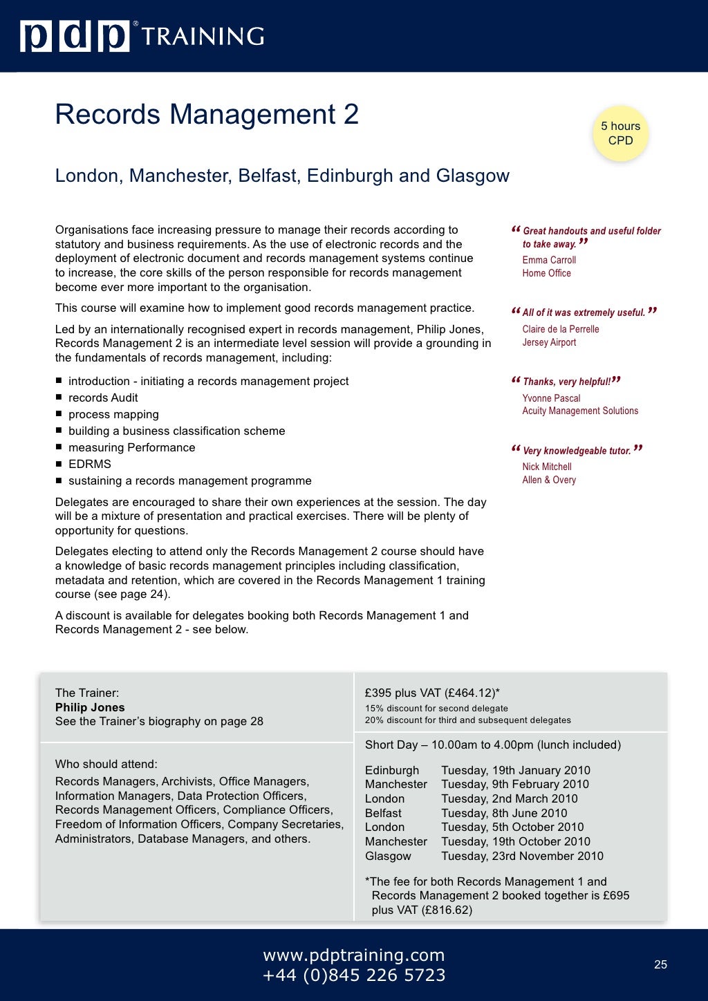 PDP Training Courses Catalogue