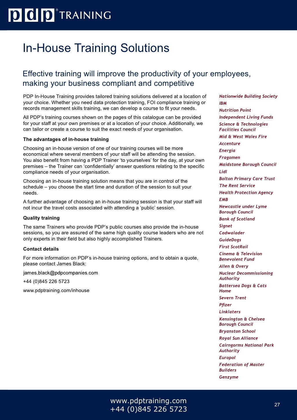 PDP Training Courses Catalogue