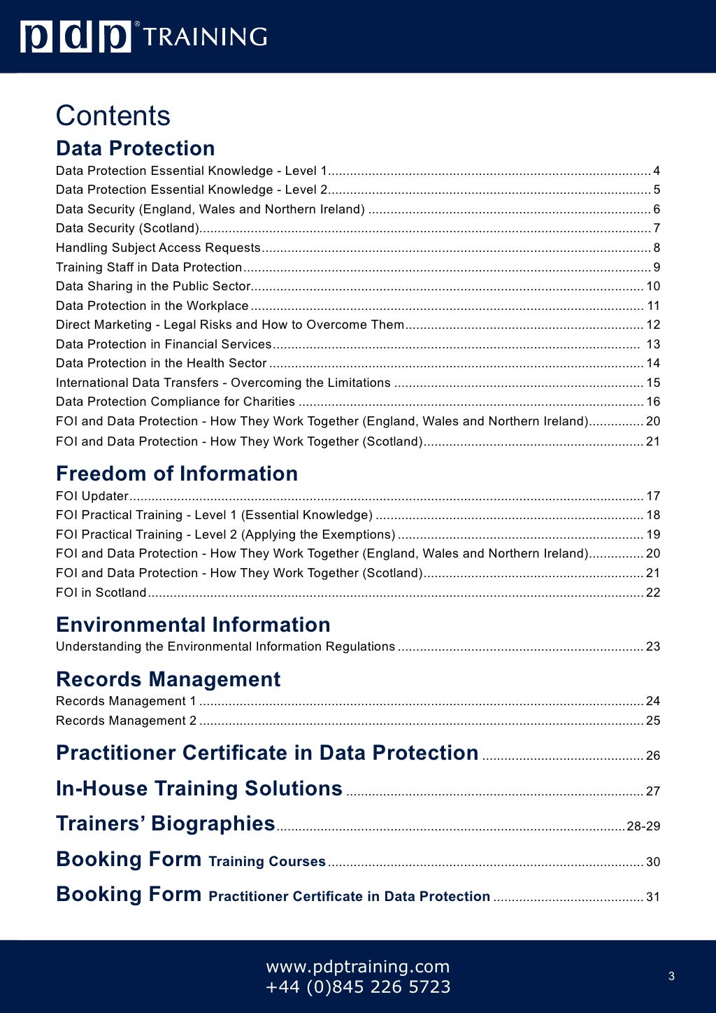 PDP Training Courses Catalogue