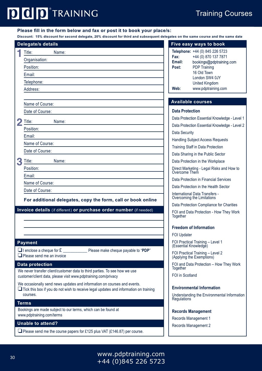 PDP Training Courses Catalogue