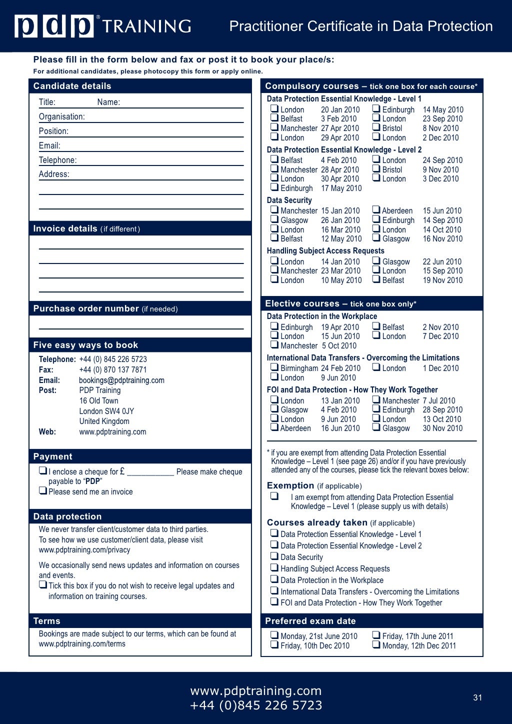 PDP Training Courses Catalogue