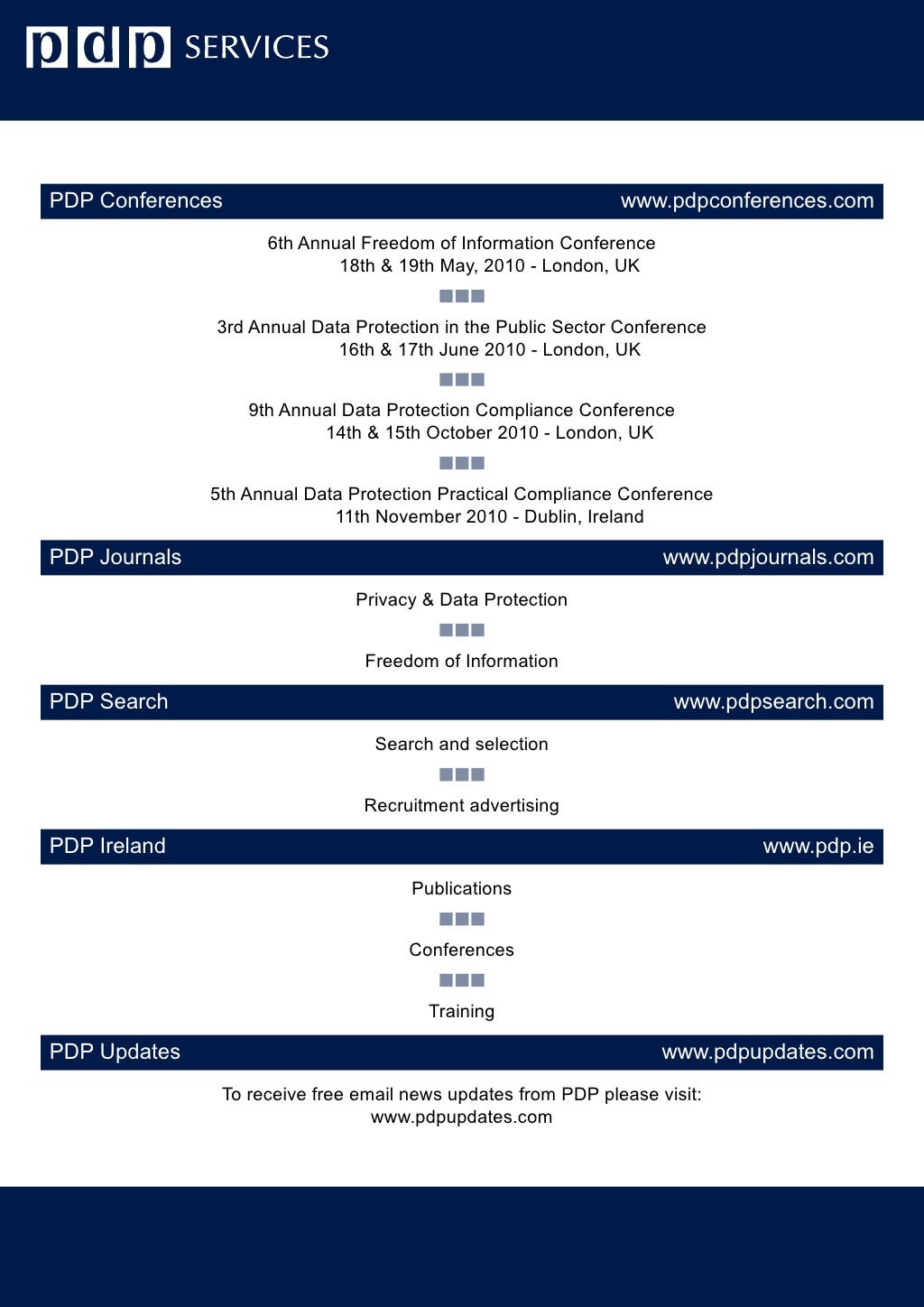 PDP Training Courses Catalogue