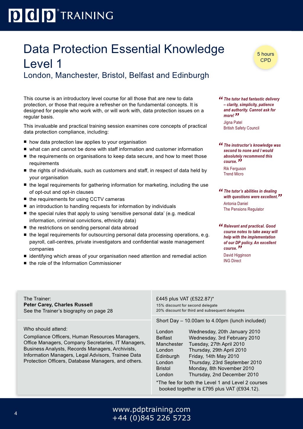 PDP Training Courses Catalogue