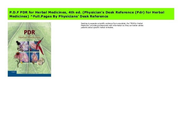 P D F Pdr For Herbal Medicines 4th Ed Physician S Desk Reference