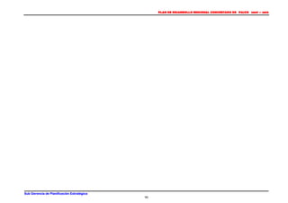 PLAN DE DESARROLLO REGIONAL CONCERTADO DE PASCO 2007 – 2015 
Sub Gerencia de Planificación Estratégica 
90 
 