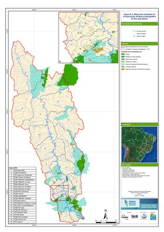 105
15
Ribeirão
da Mata
35
4
18
5
19
6
1
2
26
7
8
27
102
21
28
9
86
10
11
12
103
13
13
29
20
106
17
87
90
91
92
23
97
98
30
31
32
33
34
111
112
113
115
114
24
25
99
RioVermelho
Rio
T
aquaraçu
Rio
Jabuticatubas
Rio do Peixe
Rio Pardo Pequeno
Ribeirão Sabará
Rio das Velhas
R
ibeirão
da
O
nça
Ribeirão Jequitibá
Ribeirão Arrudas
C
órrego
C
aeté
RioItabirito
RibeirãodaPrata
Ribeir
ão
daMata
Rio Paraúna
RioCurimataí
Ribeirão do Corrente
Ribeirão
da
O
nça
RibeirãoVermelho
Rio
das Velhas
Ribeirão das Tabocas
RioCipó
Ribeir
ão
daPrata
RioBicudo
RibeirãoMaqui
né
Ribeirão Santo Antônio
Ribeirão do Picão
Rio Pardo
Rio do Peixe
RiodasVelhas
2
9
11
16
23
5
4
6
7
13
15
19
21
22
17
1
3
10
8
12
14
18
20
560000
560000
640000
640000
720000
720000
78000007880000796000080400008120000
Figura 6.3: Mapa das Unidades de
Conservação da Bacia Hidrográfica
do Rio das Velhas
Convenções Cartográficas
Legenda
Localização
Informações
Rio das Velhas
Rios Principais
Massa d'água
Bacia Hidrográfica do Rio das Velhas
Unidades Territoriais Estratégicas - UTE
Unidades de Conservação (UC)
Parque
Refúgio da Vida Silvestre
Monumento Natural
Estação Ecológica
Área de Proteção Ambiental/Especial
Floresta Estadual
Reserva Particular do Patrimônio Natural
Fonte de dados:
- Hidrografia: IGAM
- Limite UTE: CBH Velhas
- Limite Municipal: IBGE
- Limite Bacia do Rio das Velhas: CBH Velhas
- Massa d'água: Projeto Manuelzão
- Sede Municipal: IGA (cedido pelo projeto Manuelzão)
- Unidades de Conservação: IEF (2013)
20 0 2010
km
Cód. UTE
1 UTE Nascentes
2 SCBH Rio Itabirito
3 UTE Águas do Gandarela
4 SCBH Águas da Moeda
5 SCBH Ribeirão Caeté/Sabará
6 SCBH Ribeirão Arrudas
7 SCBH Ribeirão Onça
8 UTE Poderoso Vermelho
9 SCBH Ribeirão da Mata
10 SCBH Rio Taquaraçu
11 SCBH Carste
12 SCBH Jabo/Baldim
13 SCBH Ribeirão Jequitibá
14 UTE Peixe Bravo
15 UTE Ribeirões Tabocas e Onça
16 UTE Santo Antônio/Maquiné
17 SCBH Rio Cipó
18 SCBH Rio Paraúna
19 UTE Ribeirão Picão
20 UTE Rio Pardo
21 SCBH Rio Curimataí
22 SCBH Rio Bicudo
23 UTE Guaicuí
56
63
92
3
109
94
22
85
36
108
96
107
95
93
49
82
39
68
37
100
89
88
76
110
75
47
83
57
48
54
65
42
101
79
58
38
78
59
55
41
77
81
80
71
70
61
74
44
60
45
73
46
84
43
50
52
53
72
40
67
64
66
69
6
7
4
5
8
9
3
Ribeirão
da Onça
A
A
Execução Apoio Técnico Realização
Projeção Universal Transversa de Mercator
Datum Horizontal: SIRGAS2000
Fuso:23
Escala 1:1.100.000
 