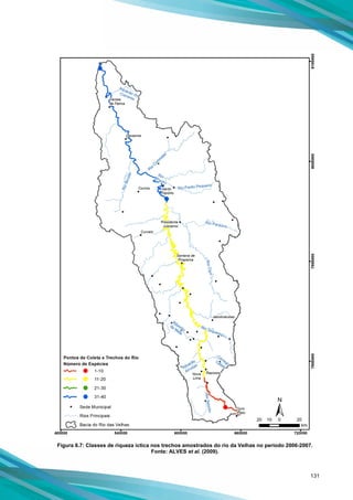 131
Figura 6.7: Classes de riqueza íctica nos trechos amostrados do rio da Velhas no período 2006-2007.
Fonte: ALVES et al. (2009).
 