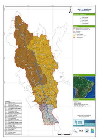 RioVermelho
Rio
T
aquaraçu
Rio
Jabuticatubas
Rio do Peixe
Rio Pardo Pequeno
Ribeirão Sabará
Rio das Velhas
R
ibeirão
da
O
nça
Ribeirão Jequitibá
Ribeirão Arrudas
Córreg
o
Caeté
RioItabirito
RibeirãodaPrata
Ribeirão
d
a
M
ata
Rio Paraúna
RioCurimataí
Ribeirão do Corrente
Ribeirão
da
O
nça
RibeirãoVermelho
Rio
das Velhas
Ribeirão das Tabocas
RioCipó
Ribeir
ãodaPrata
RioBicudo
RibeirãoMaqui
né
R
ibeirão Santo Antônio
Ribeirão do Picão
Rio Pardo
Rio do Peixe
RiodasVelhas
2
9
11
16
23
5
4
6
7
13
15
19
21
22
17
1
3
10
8
12
14
18
20
Araçaí
Augusto
de Lima
Baldim
Belo
Horizonte
Buenópolis
Caeté
Capim
Branco
Conceição
do Mato
Dentro
Confins
Congonhas
do Norte
Contagem
Cordisburgo
Corinto
Curvelo
Datas
Diamantina
Esmeraldas
Funilândia
Gouveia
Inimutaba
Itabirito
Jaboticatubas
Jequitibá
Joaquim
Felício
Lagoa
Santa
Lassance
Matozinhos
Monjolos
Morro da
Garça
Nova
Lima
Nova
União
Ouro
Preto
Paraopeba
Pedro
Leopoldo
Pirapora
Presidente
Juscelino
Presidente
Kubitschek
Prudente
de Morais
Raposos
Ribeirão
das Neves
Rio
Acima
Sabará
Santa
Luzia
Santana de
Pirapama
Santana
do Riacho
Santo
Hipólito
São José
da Lapa
Sete
Lagoas
Taquaraçu
de Minas
Várzea
da Palma
Vespasiano
560000
560000
640000
640000
772000078000007880000796000080400008120000
Figura 13.2: Mapa Síntese
da Agenda Laranja
Convenções Cartográficas
Legenda
Localização
Informações
Sede Municipal
Rio das Velhas
Rios Principais
Massa d'água
Limite Municipal
Bacia Hidrográfica do Rio das Velhas
Unidades Territoriais Estratégicas - UTE
Área Urbana
Agenda Laranja
0 - Pouco relevante
1 - Relevância intermediária
2 - Muito relevante
Fonte de dados:
- Hidrografia: IGAM
- Limite UTE: CBH Velhas
- Limite Municipal: IBGE
- Limite Bacia do Rio das Velhas: CBH Velhas
- Massa d'água: Projeto Manuelzão
- Sede Municipal: IGA (cedido pelo projeto Manuelzão)
- Agenda Laranja: Ecoplan/Skill
20 0 2010
km
Cód. UTE
1 UTE Nascentes
2 SCBH Rio Itabirito
3 UTE Águas do Gandarela
4 SCBH Águas da Moeda
5 SCBH Ribeirão Caeté/Sabará
6 SCBH Ribeirão Arrudas
7 SCBH Ribeirão Onça
8 UTE Poderoso Vermelho
9 SCBH Ribeirão da Mata
10 SCBH Rio Taquaraçu
11 SCBH Carste
12 SCBH Jabo/Baldim
13 SCBH Ribeirão Jequitibá
14 UTE Peixe Bravo
15 UTE Ribeirões Tabocas e Onça
16 UTE Santo Antônio/Maquiné
17 SCBH Rio Cipó
18 SCBH Rio Paraúna
19 UTE Ribeirão Picão
20 UTE Rio Pardo
21 SCBH Rio Curimataí
22 SCBH Rio Bicudo
23 UTE Guaicuí
Execução Apoio Técnico Realização
Projeção Universal Transversa de Mercator
Datum Horizontal: SIRGAS2000
Fuso:23
Escala 1:1.100.000
 