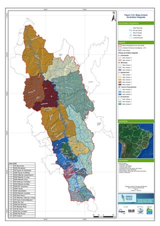 RioVermelho
Rio
T
aquaraçu
Rio
Jabuticatubas
Rio do Peixe
Rio Pardo Pequeno
Ribeirão Sabará
Rio das Velhas
R
ibeirão
da
O
nça
Ribeirão Jequitibá
Ribeirão Arrudas
Córreg
o
Caeté
RioItabirito
RibeirãodaPrata
Ribeirão
d
a
M
ata
Rio Paraúna
RioCurimataí
Ribeirão do Corrente
Ribeirão
da
O
nça
RibeirãoVermelho
Rio
das Velhas
Ribeirão das Tabocas
RioCipó
Ribeir
ãodaPrata
RioBicudo
RibeirãoMaqui
né
R
ibeirão Santo Antônio
Ribeirão do Picão
Rio Pardo
Rio do Peixe
RiodasVelhas
2
9
11
16
23
5
4
6
7
13
15
19
21
22
17
1
3
10
8
12
14
18
20
Araçaí
Augusto
de Lima
Baldim
Belo
Horizonte
Buenópolis
Caeté
Capim
Branco
Conceição
do Mato
Dentro
Confins
Congonhas
do Norte
Contagem
Cordisburgo
Corinto
Curvelo
Datas
Diamantina
Esmeraldas
Funilândia
Gouveia
Inimutaba
Itabirito
Jaboticatubas
Jequitibá
Joaquim
Felício
Lagoa
Santa
Lassance
Matozinhos
Monjolos
Morro da
Garça
Nova
Lima
Nova
União
Ouro
Preto
Paraopeba
Pedro
Leopoldo
Pirapora
Presidente
Juscelino
Presidente
Kubitschek
Prudente
de Morais
Raposos
Ribeirão
das Neves
Rio
Acima
Sabará
Santa
Luzia
Santana de
Pirapama
Santana
do Riacho
Santo
Hipólito
São José
da Lapa
Sete
Lagoas
Taquaraçu
de Minas
Várzea
da Palma
Vespasiano
560000
560000
640000
640000
772000078000007880000796000080400008120000
Figura 13.6: Mapa síntese
da Análise Integrada
Convenções Cartográficas
Legenda
Localização
Informações
Sede Municipal
Rio das Velhas
Rios Principais
Massa d'água
Limite Municipal
Bacia Hidrográfica do Rio das Velhas
Unidades Territoriais Estratégicas - UTE
Área Urbana
Síntese da Análise Integrada
U - Urbanização:
Valor síntese: 8
Valor síntese: 9
M - Mineração:
Valor síntese: 2
Valor síntese: 4
Valor síntese: 5
A - Agropecuária:
Valor síntese: 1
Valor síntese: 3
Valor síntese: 5
Valor síntese: 6
Valor síntese: 7
DP - Diverso Preponderante:
Valor síntese: 6
Valor síntese: 7
Valor síntese: 8
D - Diversificado:
Valor síntese: 2
Valor síntese: 3
Valor síntese: 6
Fonte de dados:
- Hidrografia: IGAM
- Limite UTE: CBH Velhas
- Limite Municipal: IBGE
- Limite Bacia do Rio das Velhas: CBH Velhas
- Massa d'água: Projeto Manuelzão
- Sede Municipal: IGA (cedido pelo projeto Manuelzão)
- Síntese: Ecoplan/Skill
20 0 2010
km
Cód. UTE
1 UTE Nascentes
2 SCBH Rio Itabirito
3 UTE Águas do Gandarela
4 SCBH Águas da Moeda
5 SCBH Ribeirão Caeté/Sabará
6 SCBH Ribeirão Arrudas
7 SCBH Ribeirão Onça
8 UTE Poderoso Vermelho
9 SCBH Ribeirão da Mata
10 SCBH Rio Taquaraçu
11 SCBH Carste
12 SCBH Jabo/Baldim
13 SCBH Ribeirão Jequitibá
14 UTE Peixe Bravo
15 UTE Ribeirões Tabocas e Onça
16 UTE Santo Antônio/Maquiné
17 SCBH Rio Cipó
18 SCBH Rio Paraúna
19 UTE Ribeirão Picão
20 UTE Rio Pardo
21 SCBH Rio Curimataí
22 SCBH Rio Bicudo
23 UTE Guaicuí
Execução Apoio Técnico Realização
Projeção Universal Transversa de Mercator
Datum Horizontal: SIRGAS2000
Fuso:23
Escala 1:1.100.000
 