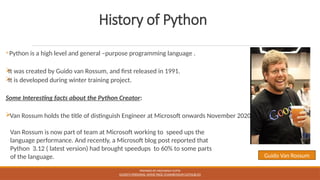 Who Invented Python Slide Ppt pdsa new ppt for subject marking and pyt | PPTX