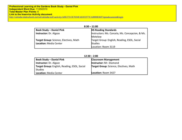 Professional Development Plan 2010-2011 | PPT