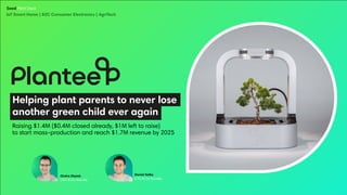 IoT Smart Home | B2C Consumer Electronics | AgriTech
Seed Pitch Deck
Helping plant parents to never lose
another green child ever again
Raising $1.4M ($0.4M closed already, $1M left to raise)
to start mass-production and reach $1.7M revenue by 2025
Ondra Zbytek
CEO & Co-founder
Daniel Satke
CTO & Co-founder
 