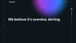 We believe it's overdue, darling.
Investment
Deck
2
002
20
24
Queerie
Connections
Platform
Queerie
Your
Life
2024 03
 