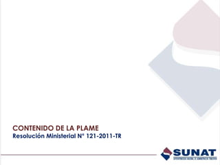 CONTENIDO DE LA PLAME
Resolución Ministerial N° 121-2011-TR
 