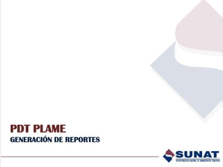 PDT PLAME
GENERACIÓN DE REPORTES

                         72
 