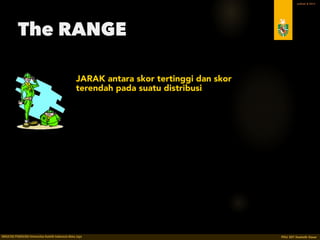 PDU 207 STATISTIK DASAR 2016 © Ardhiati
Standard Deviation & Variance
20
The average distance from the mean.
(Gravetter & Wallnau, 2012: 114)
FOR SAMPLES
X X - M (X - M)2
11 -3,20 10,24
13 -1,20 1,44
15 0,80 0,64
16 1,80 3,24
16 1,80 3,24
find the deviation 
(distance from the mean) 
for each score
square each deviation
find the average 
of the squared deviations
take the square root 
of the variance
STANDARD 
DEVIATION
VARIANCE 4,70
2,17
M = 14,20 SS = 18,80M = 0,00
 