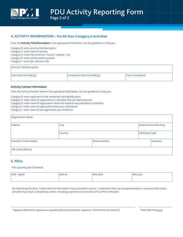 Pdu activity reporting form | PDF